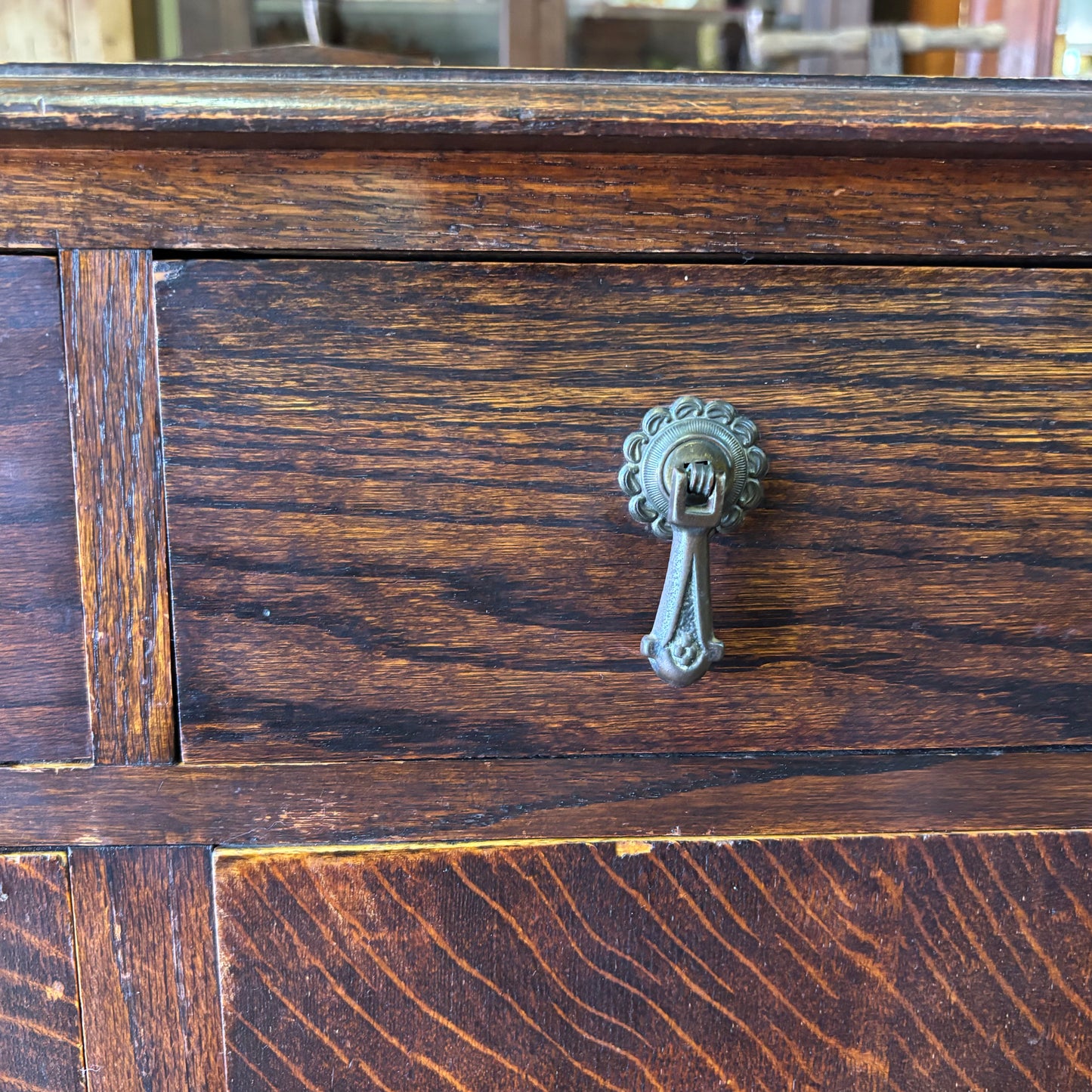 Edwardian Tiger Oak Sideboard with Original Hardware c.1915