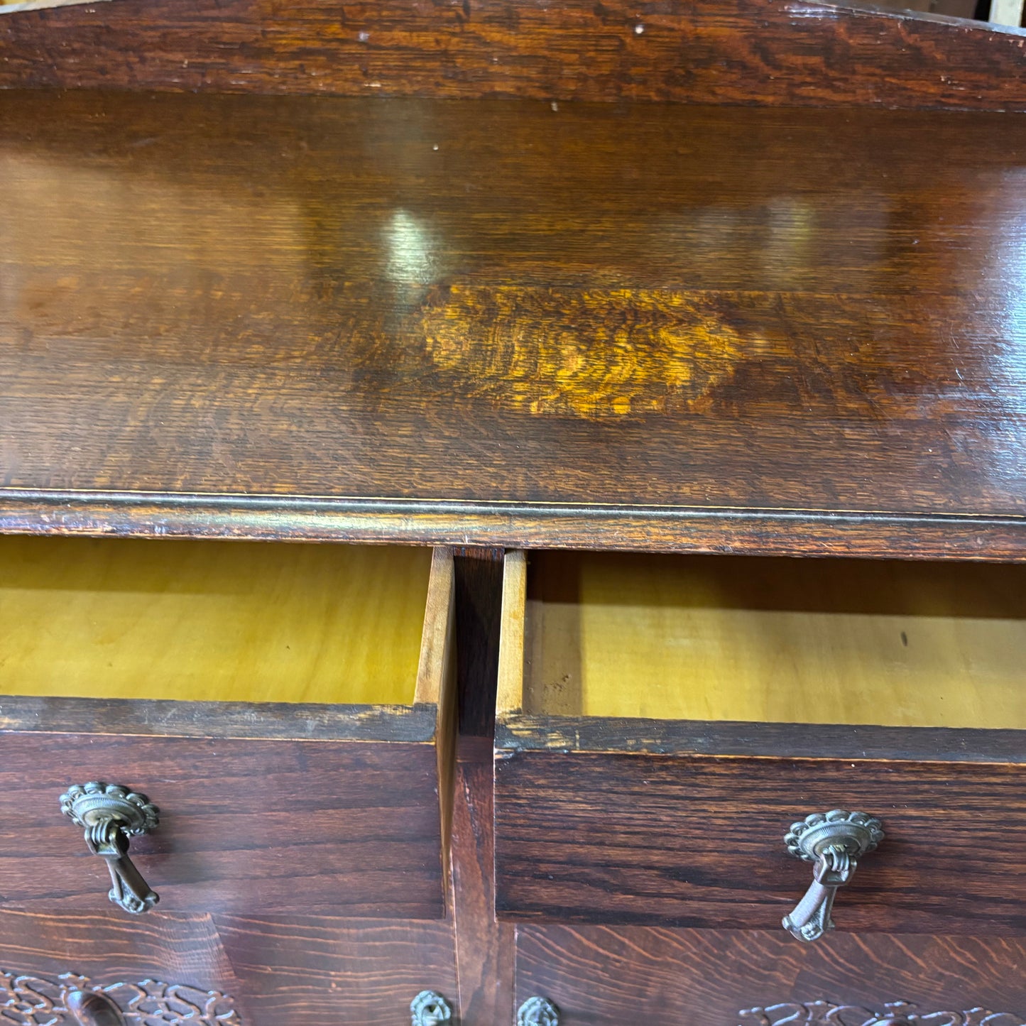 Edwardian Tiger Oak Sideboard with Original Hardware c.1915