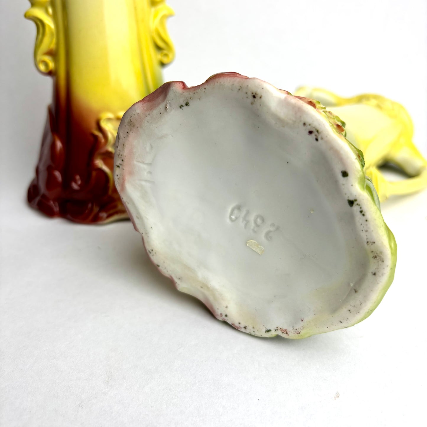 Pair of Antique English Vases – Art Nouveau Style with Roses (20cm)