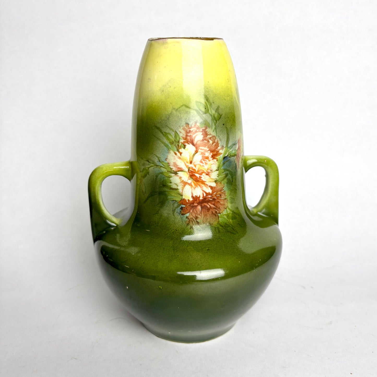 Set of 3 Antique English Vases – Florals & Portrait (17cm Tallest)