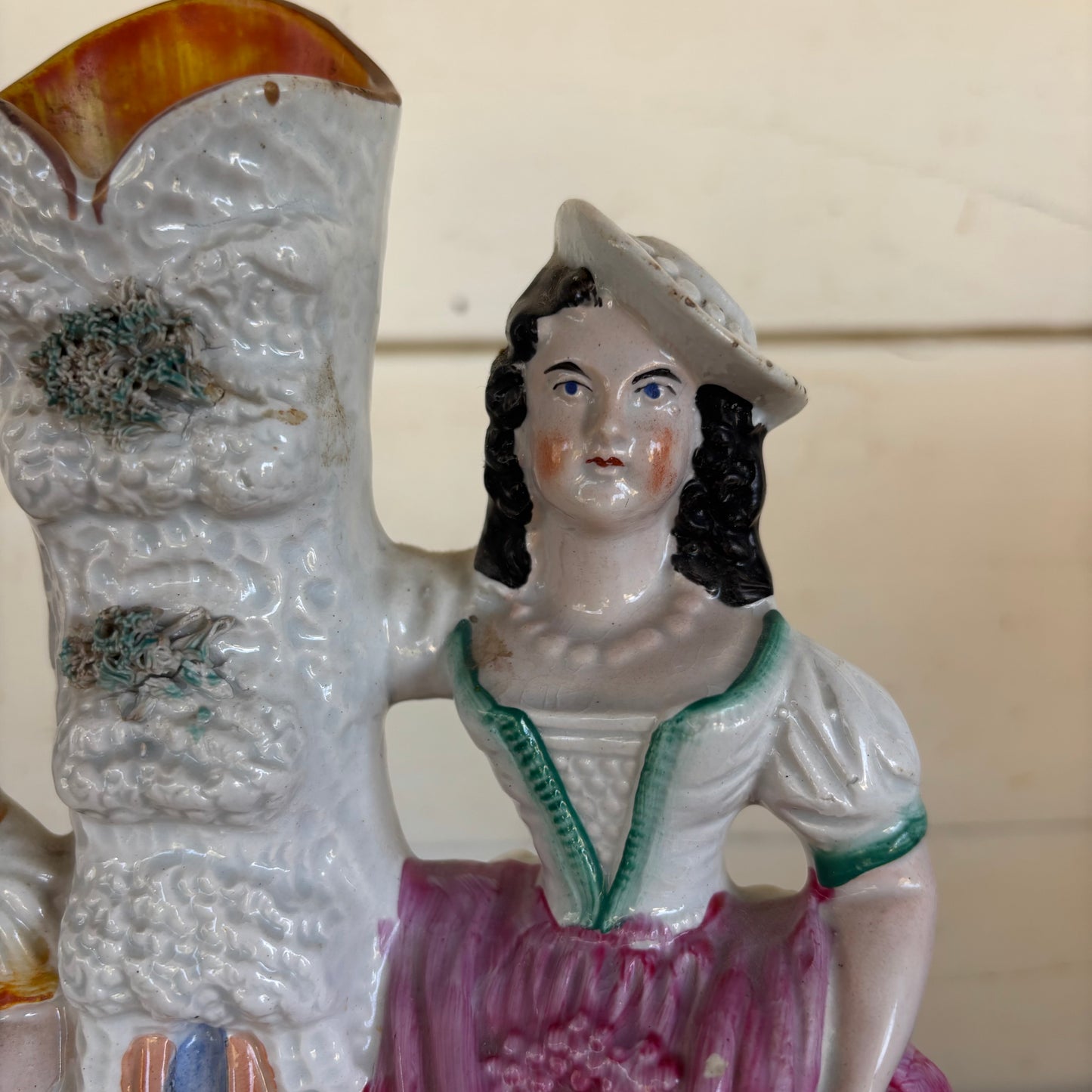 Victorian Staffordshire Spill Vase – Mother & Child, Hand-Painted c.1860