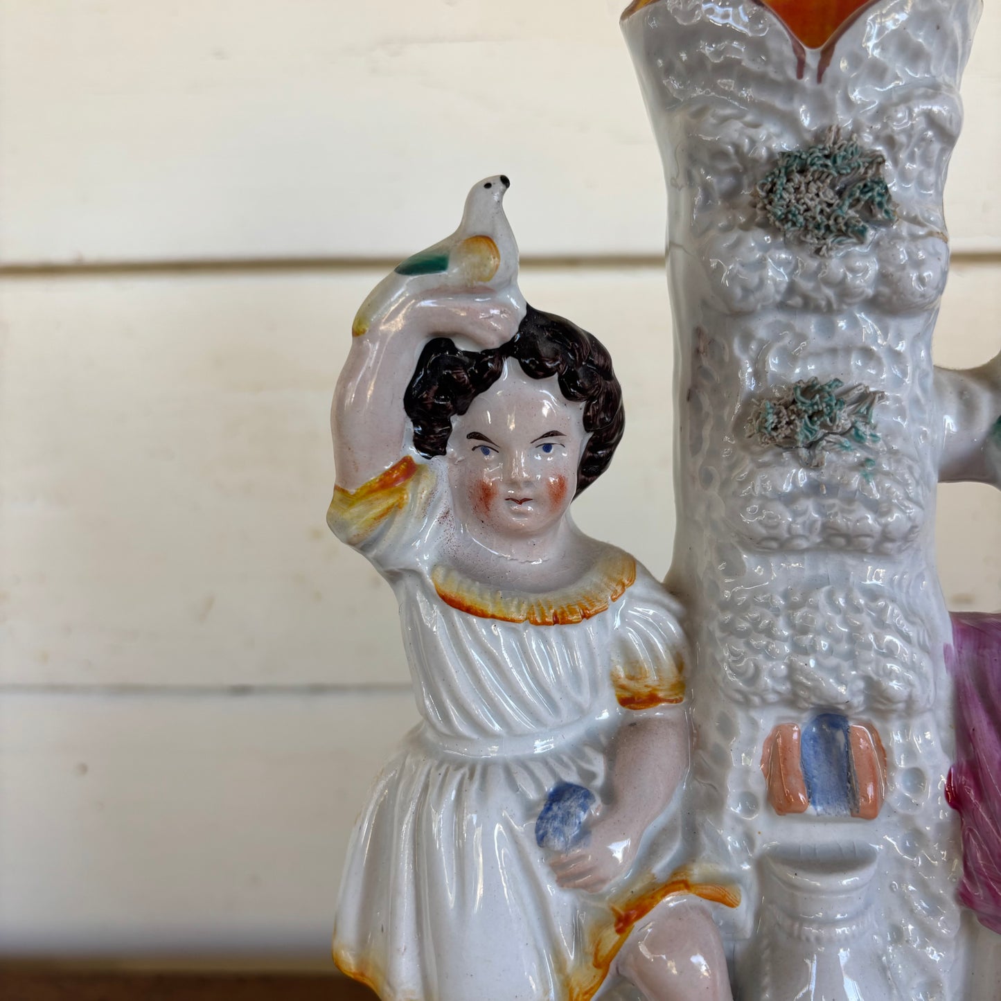 Victorian Staffordshire Spill Vase – Mother & Child, Hand-Painted c.1860