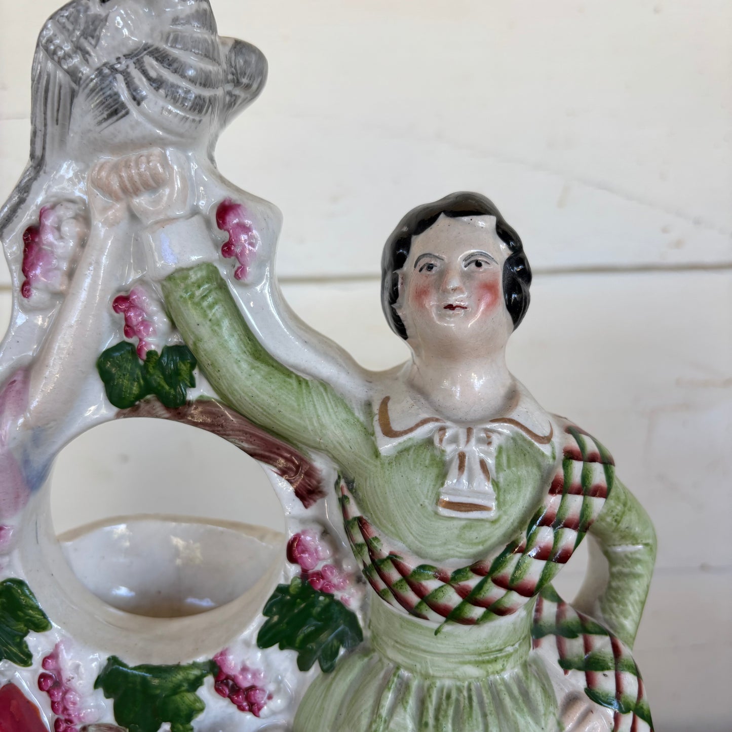 Victorian Staffordshire Spill Vase – Scottish Couple with Dog & Bird, c.1860