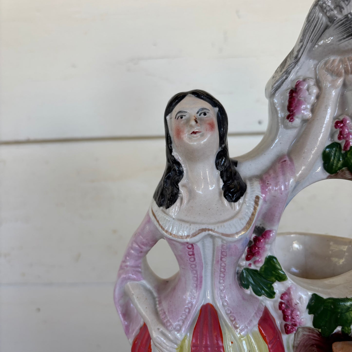 Victorian Staffordshire Spill Vase – Scottish Couple with Dog & Bird, c.1860