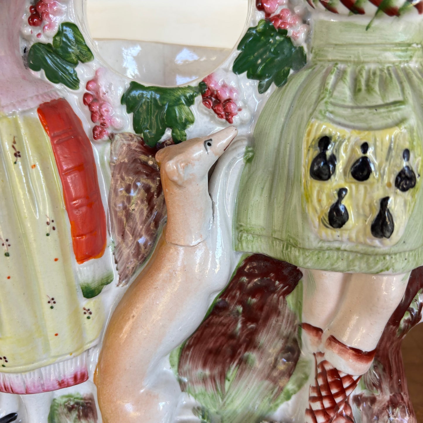 Victorian Staffordshire Spill Vase – Scottish Couple with Dog & Bird, c.1860