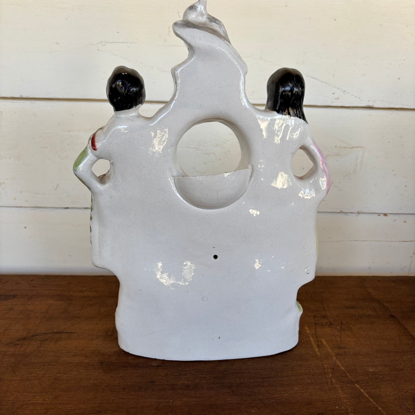 Victorian Staffordshire Spill Vase – Scottish Couple with Dog & Bird, c.1860