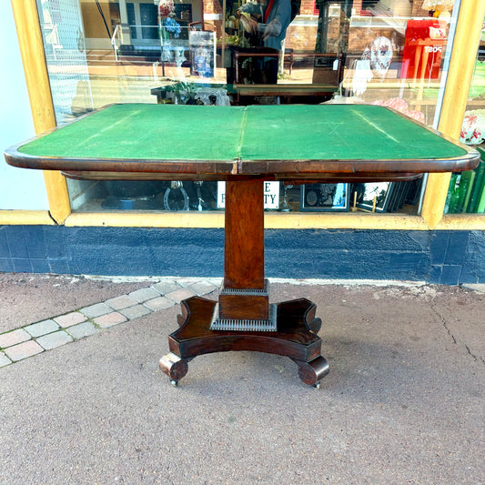 Victorian Mahogany Card Table with Brass Inlay – c.1830s