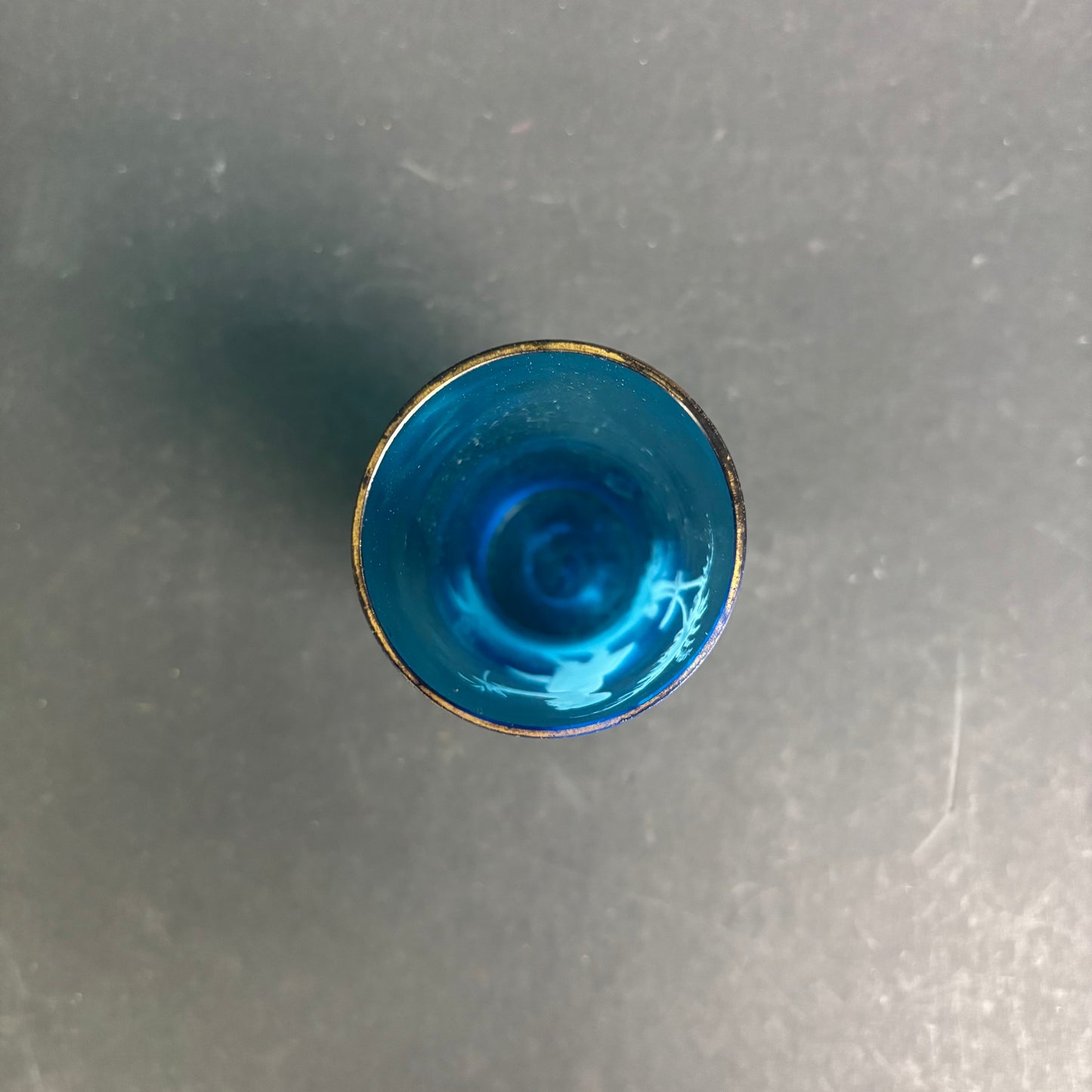 Bohemian Blue Glass Tumbler Mary Gregory Style Enamel c.1900