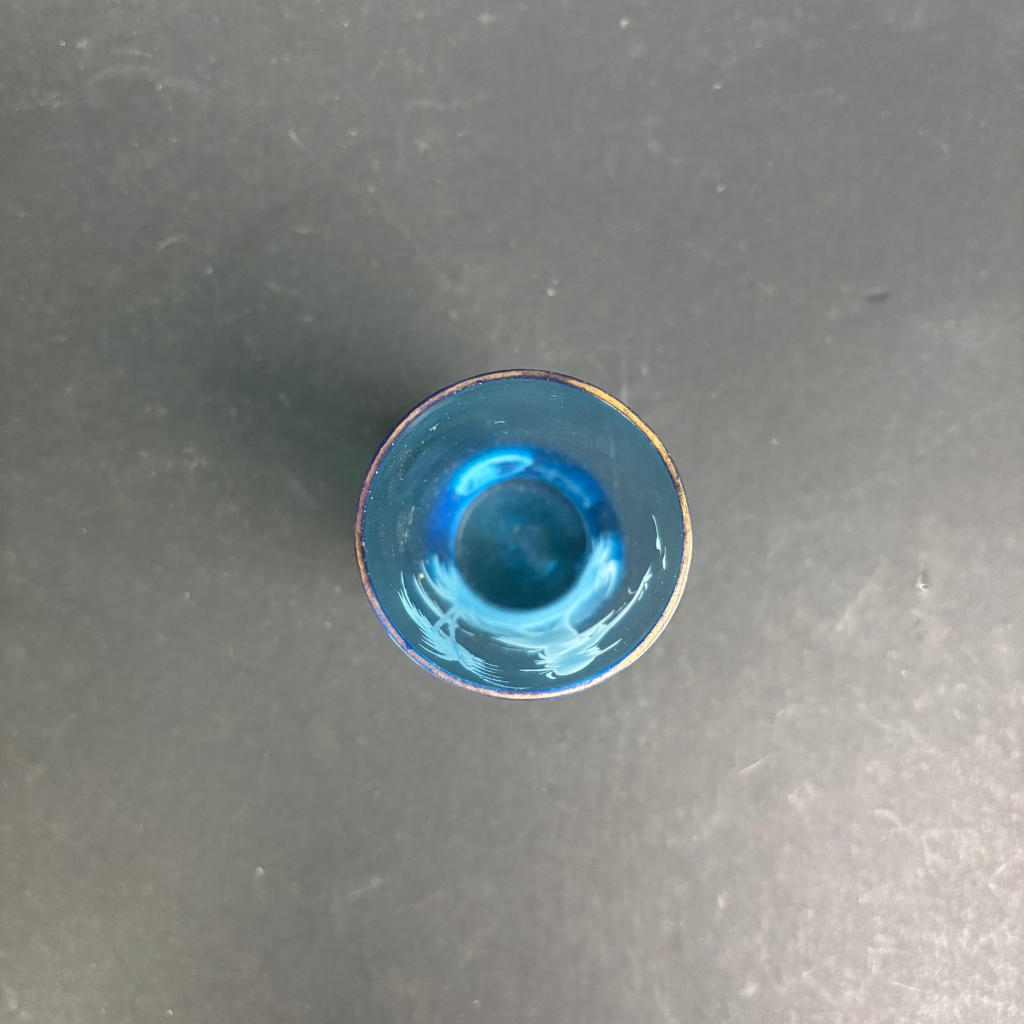 Bohemian Blue Glass Tumbler Mary Gregory Style Enamel Figure c.1900