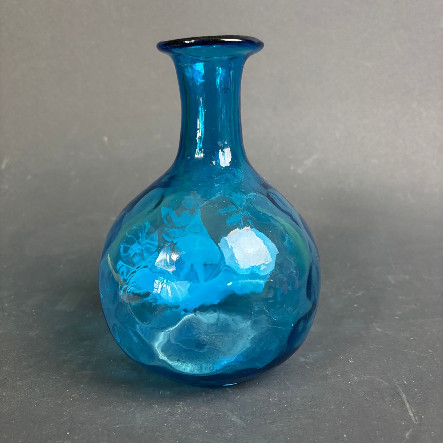 Bohemian Blue Glass Vase Mary Gregory Style Enamel Girl c.1900
