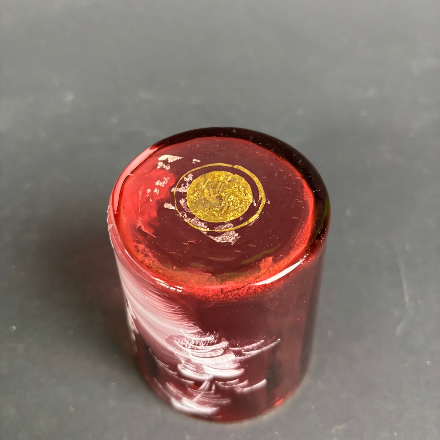 Antique Cranberry Mary Gregory Glass Tumbler – Enamel Child Scene c.1880