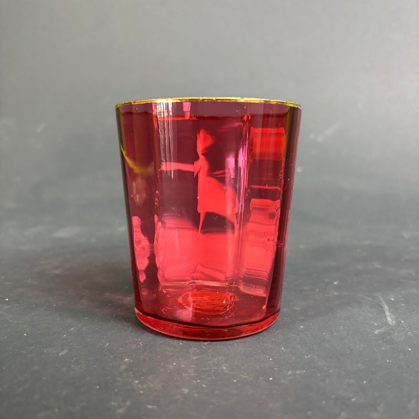 Antique Cranberry Mary Gregory Glass Tumbler – Enamel Child Scene c.1880