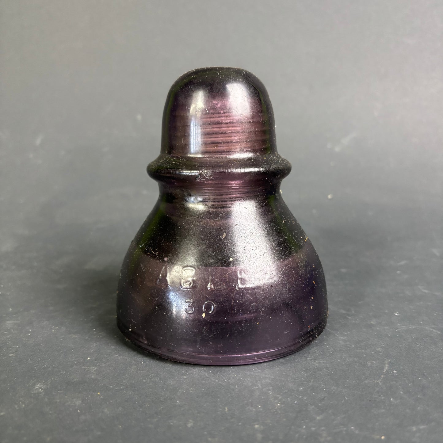 AGEE Purple Glass Insulator c.1930s AGM Sun-Coloured Amethyst