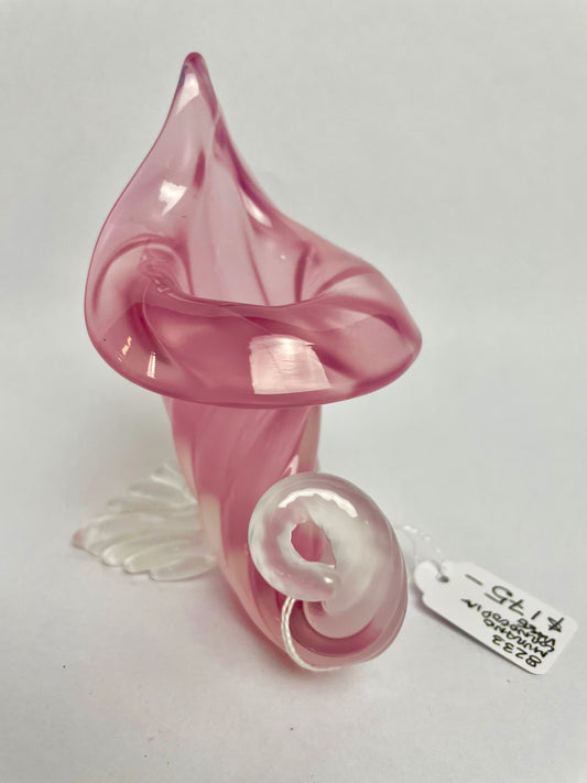 Murano Cornucopia Vase pink glass