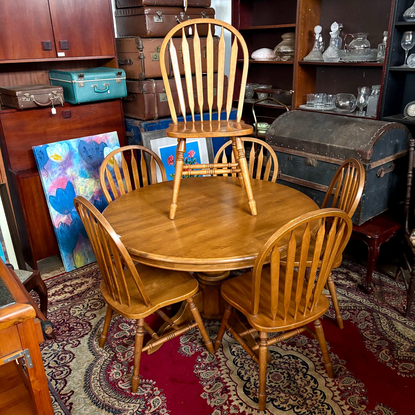Solid Timber Dining Suite – Round Table + 6 Chairs