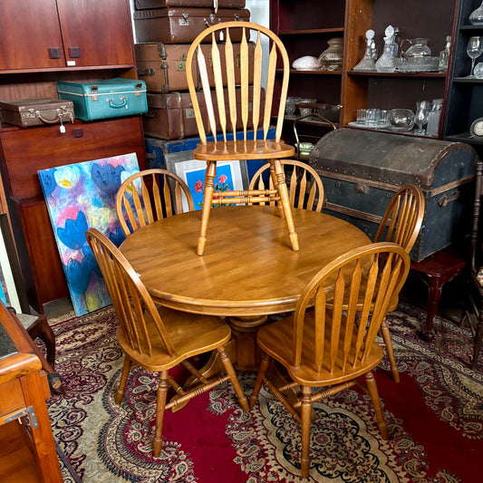 Solid Timber Dining Suite – Round Table + 6 Chairs