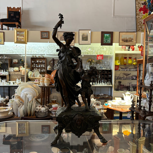 French Spelter Figure – Maiden & Cherub