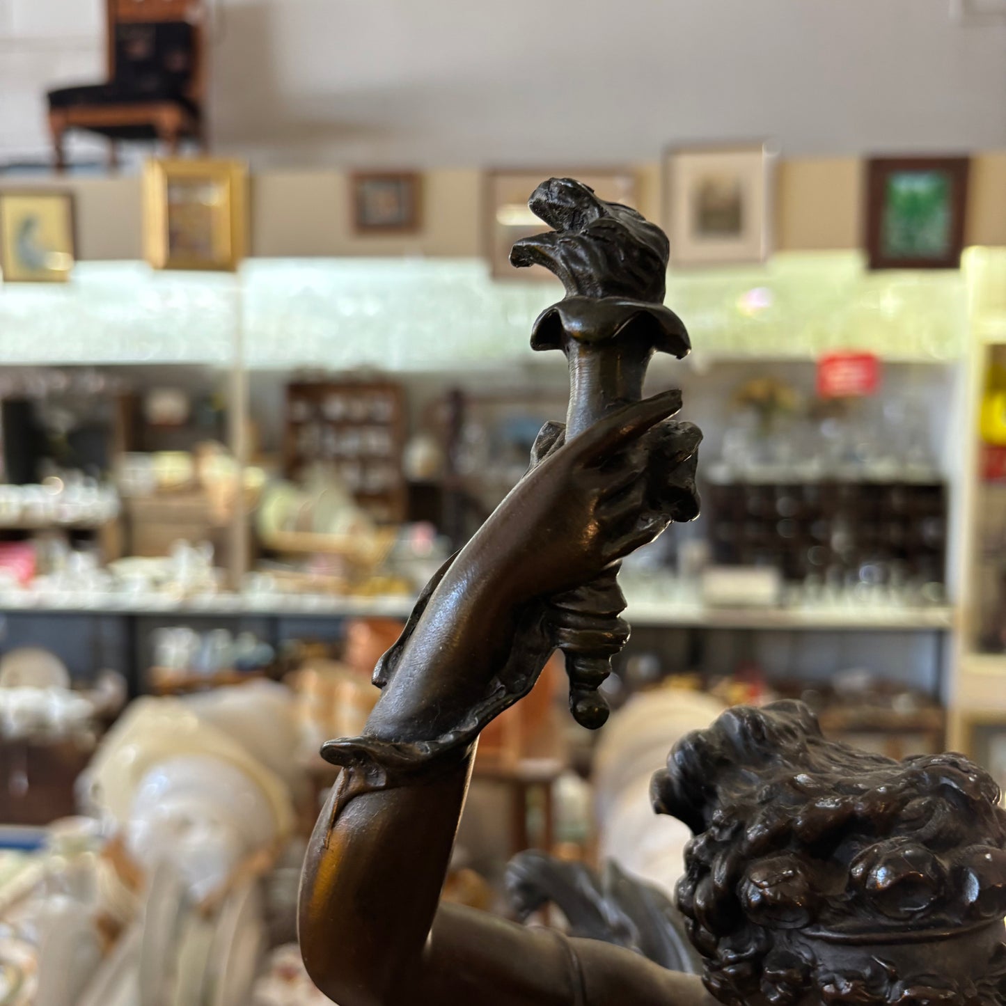 French Spelter Figure – Maiden & Cherub