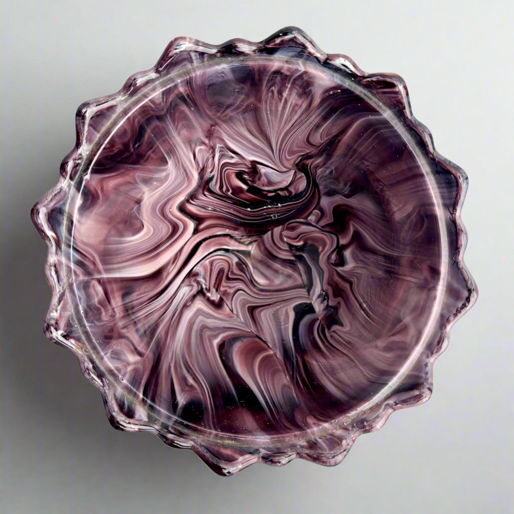 Imperial Glass Amethyst Slag Compote – Grape Pattern, c.1950s