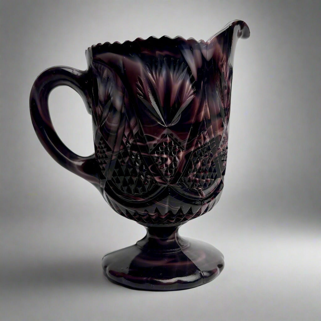 Davidson Purple Malachite Slag Glass Creamer – c.1900