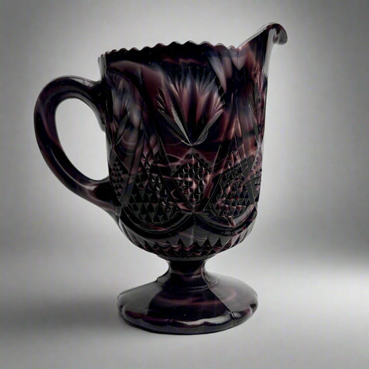 Davidson Purple Malachite Slag Glass Creamer – c.1900