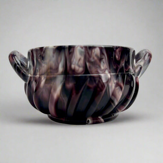 Sowerby Purple Malachite Slag Glass Sugar Bowl – Registered 1877