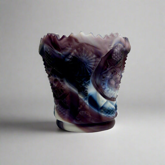Sowerby Purple Malachite Slag Glass Toothpick Holder – Pattern 8554, c.1890