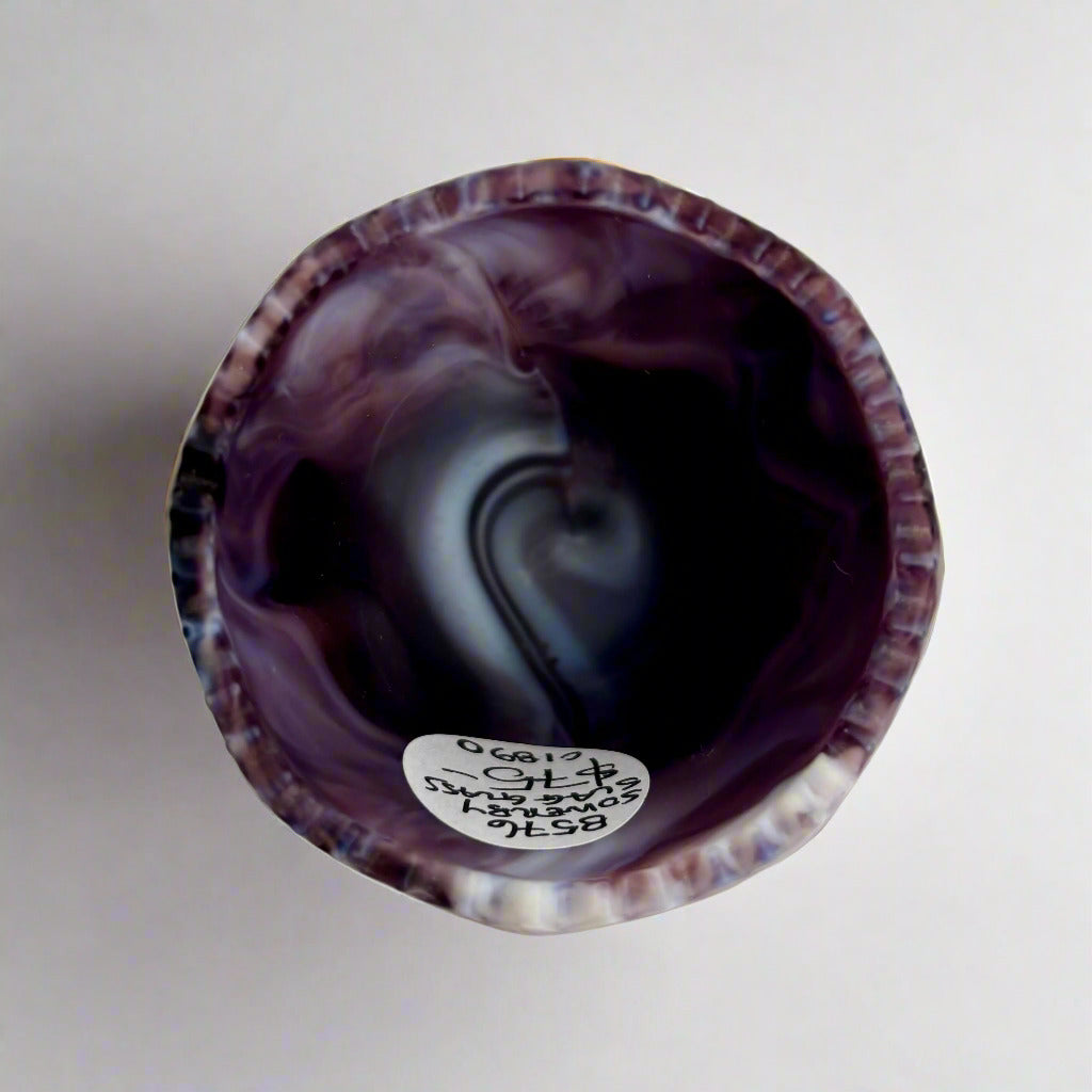 Sowerby Purple Malachite Slag Glass Toothpick Holder – Pattern 8554, c.1890