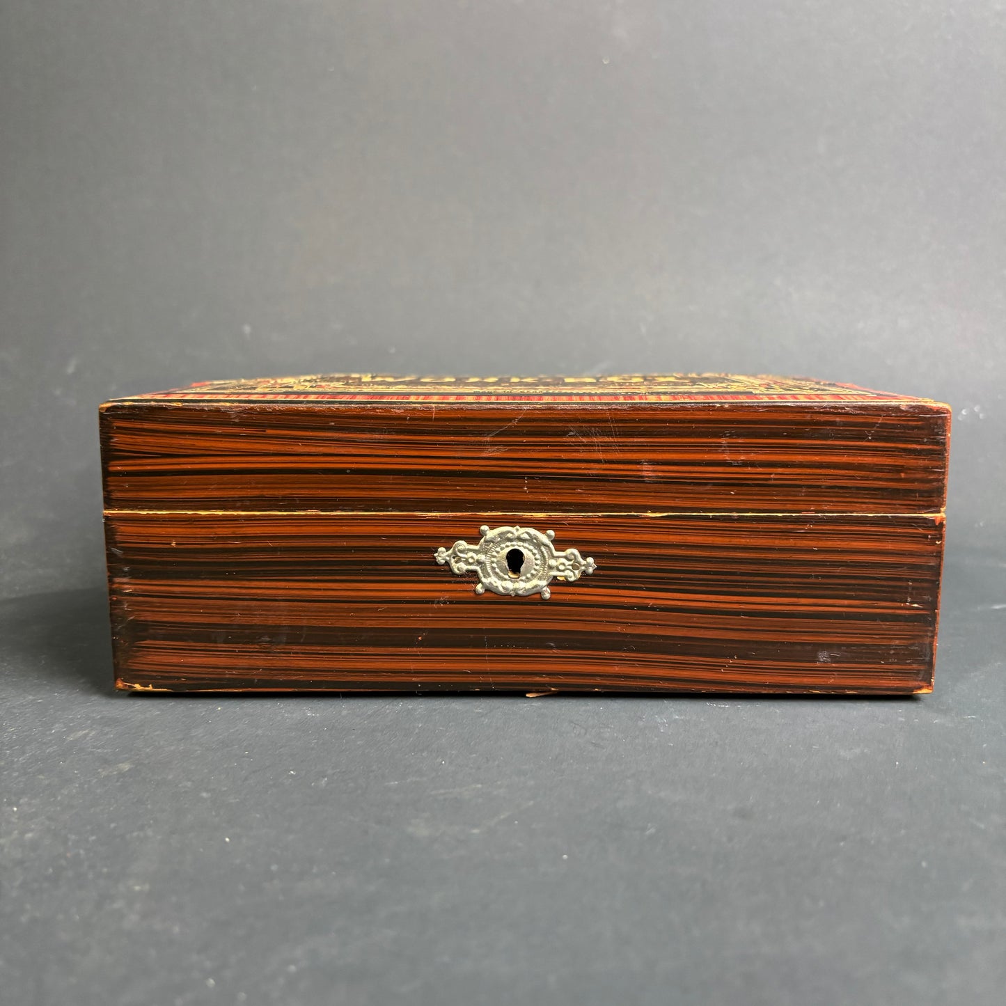 Antique German Tunbridge Style Work Box – Faux Grain Decoration – c.1880–1910