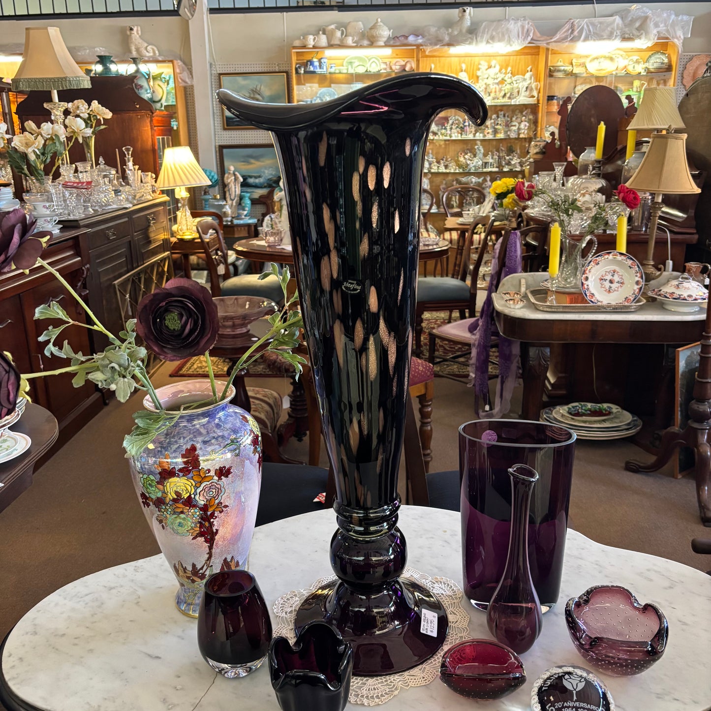 Krosno “Jozefina” Hand-Blown Art Glass Floor Vase – Poland (Late 20th Century)