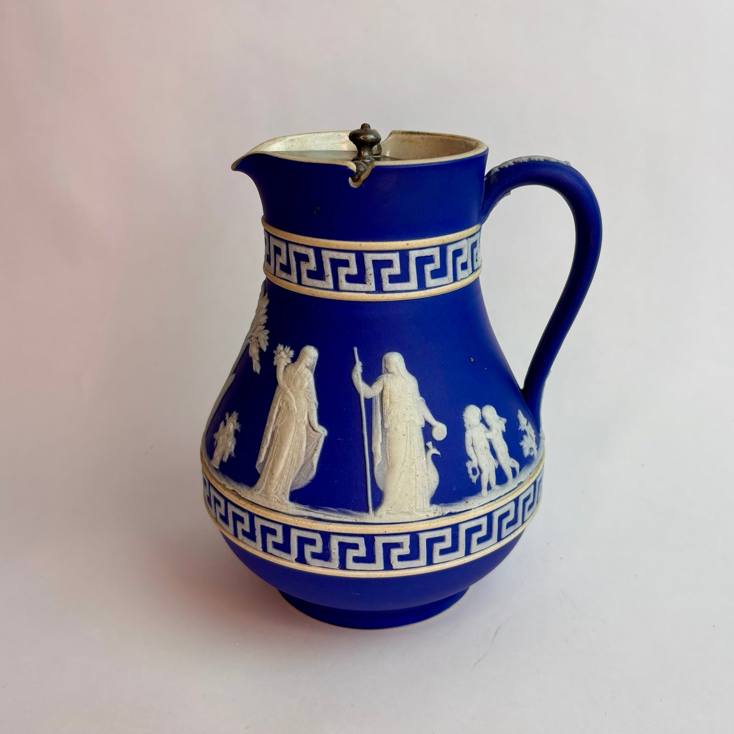 Antique Blue Jasperware Jug with Classical Relief  England, c. 1890–1910