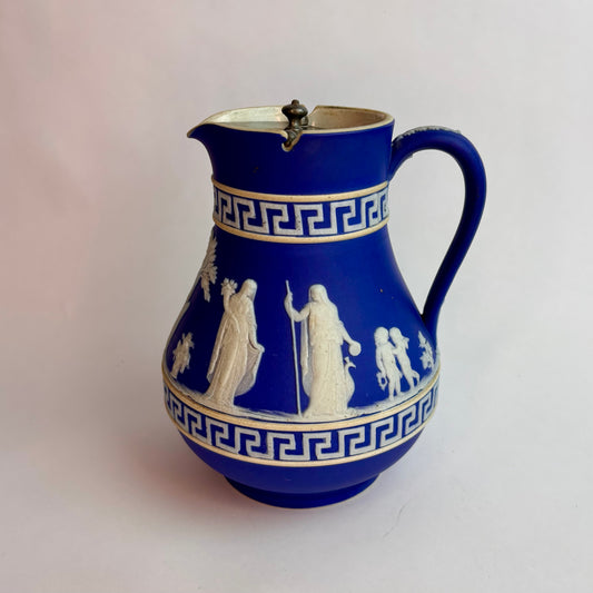 Antique Blue Jasperware Jug with Classical Relief  England, c. 1890–1910