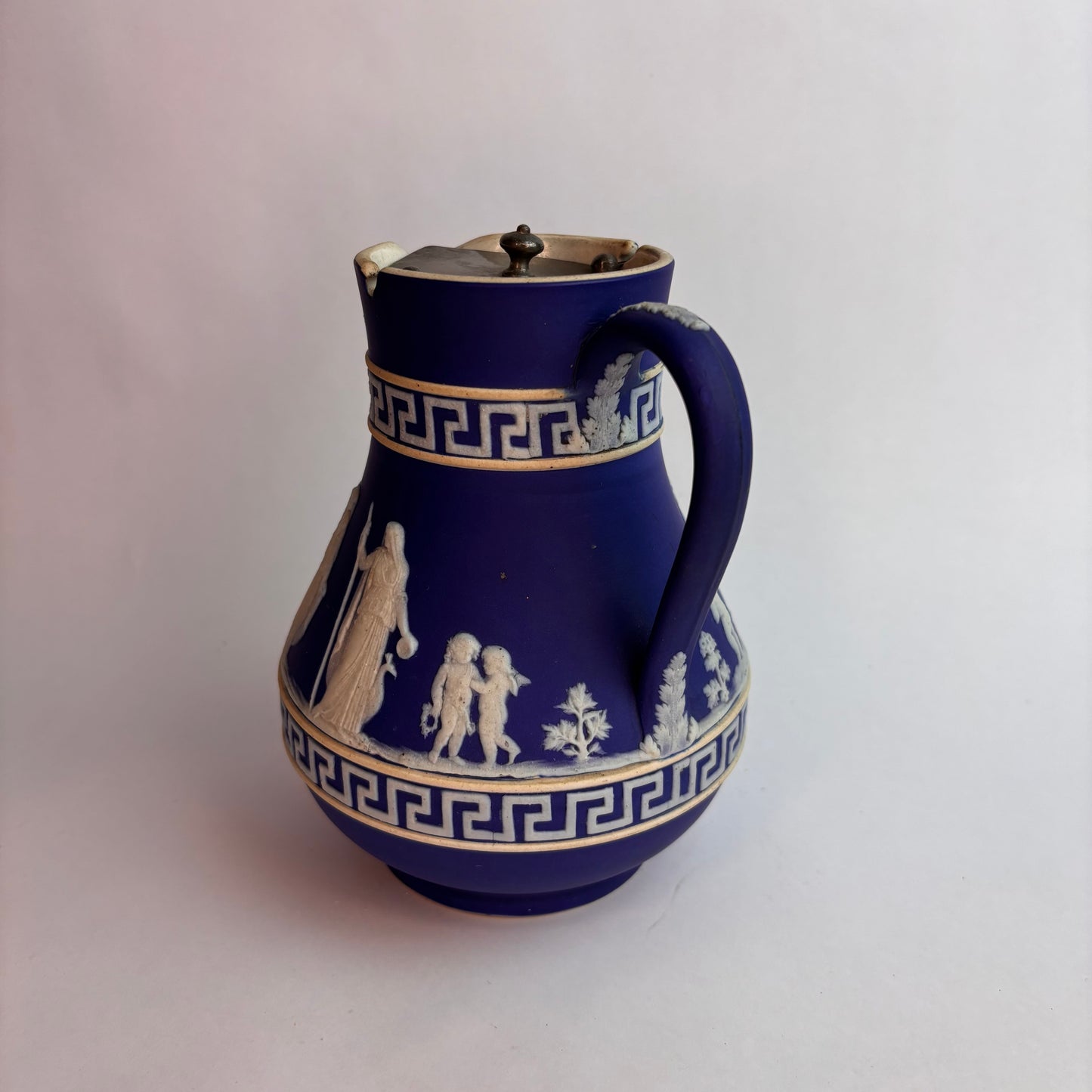 Antique Blue Jasperware Jug with Classical Relief  England, c. 1890–1910
