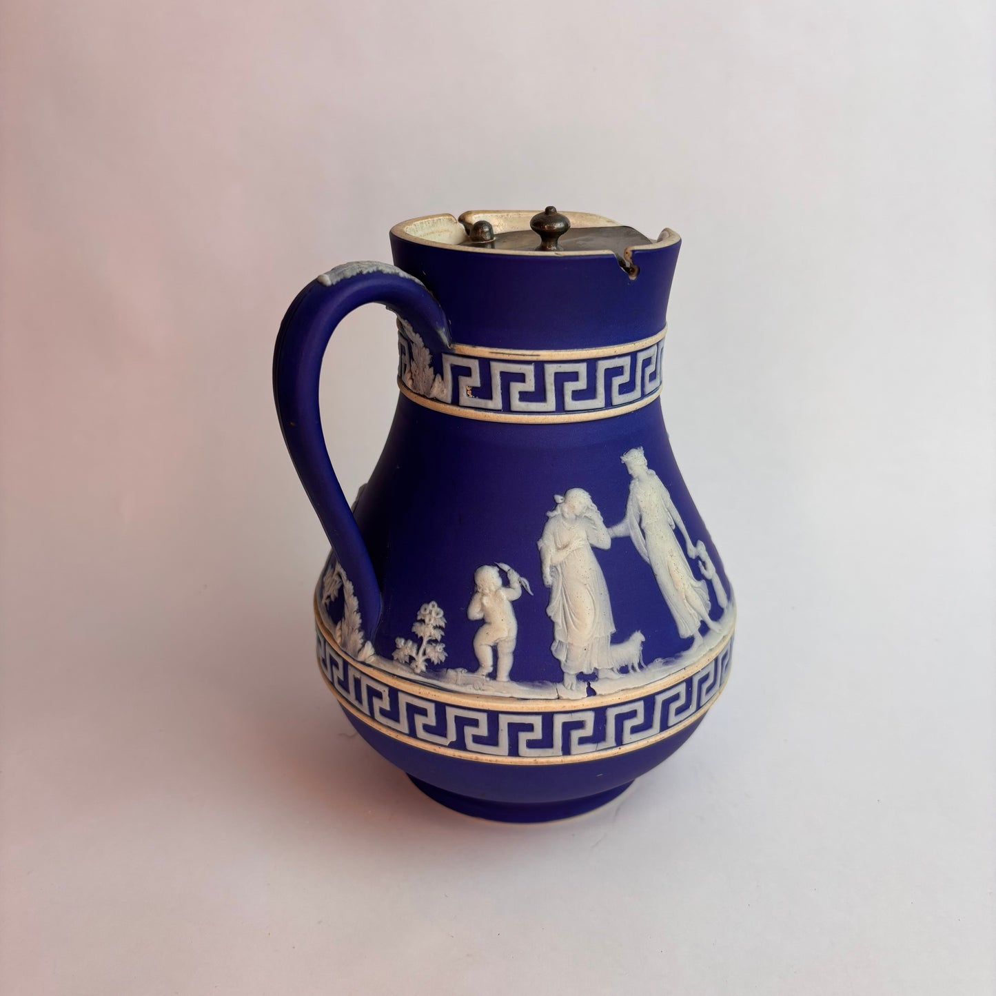 Antique Blue Jasperware Jug with Classical Relief  England, c. 1890–1910