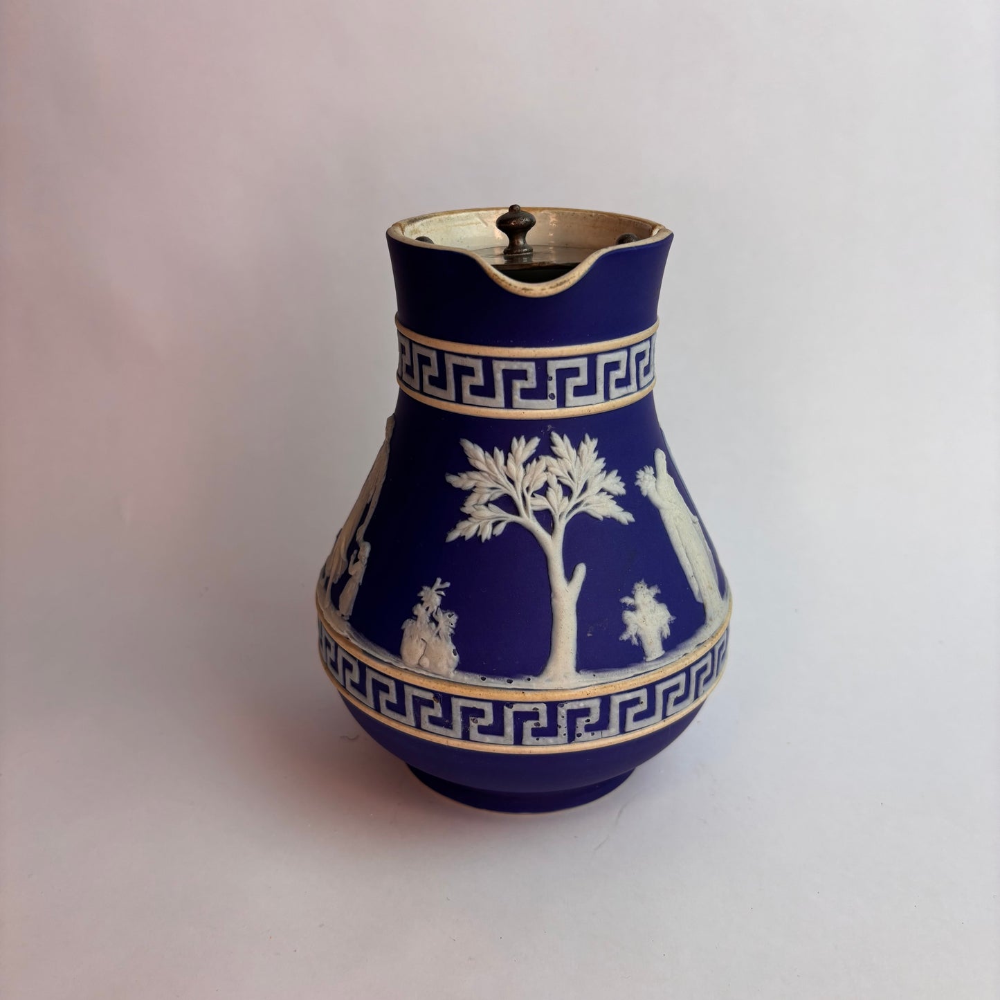 Antique Blue Jasperware Jug with Classical Relief  England, c. 1890–1910