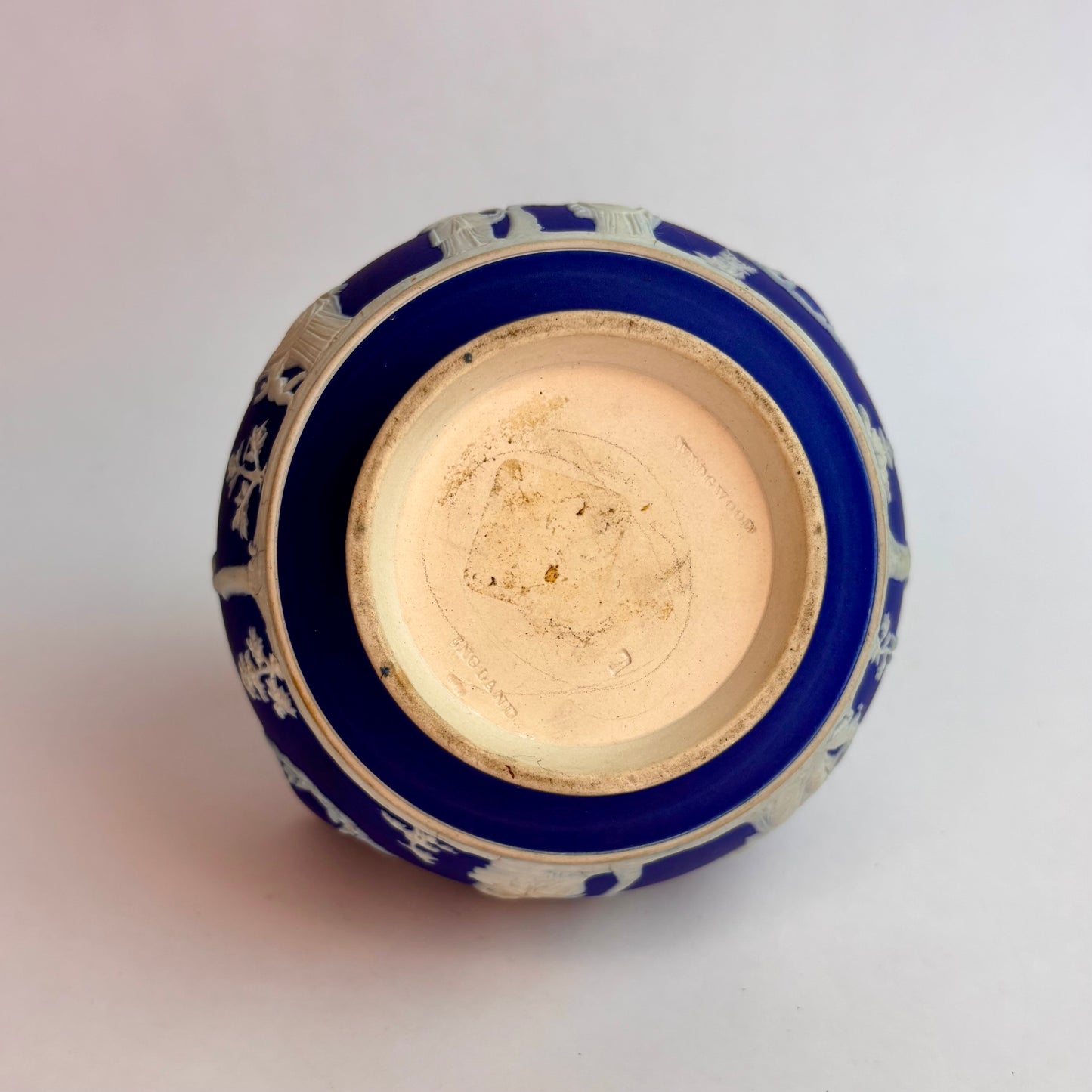 Antique Blue Jasperware Sugar Bowl with Metal Rim Wedgwood, England, late 19th – early 20th century