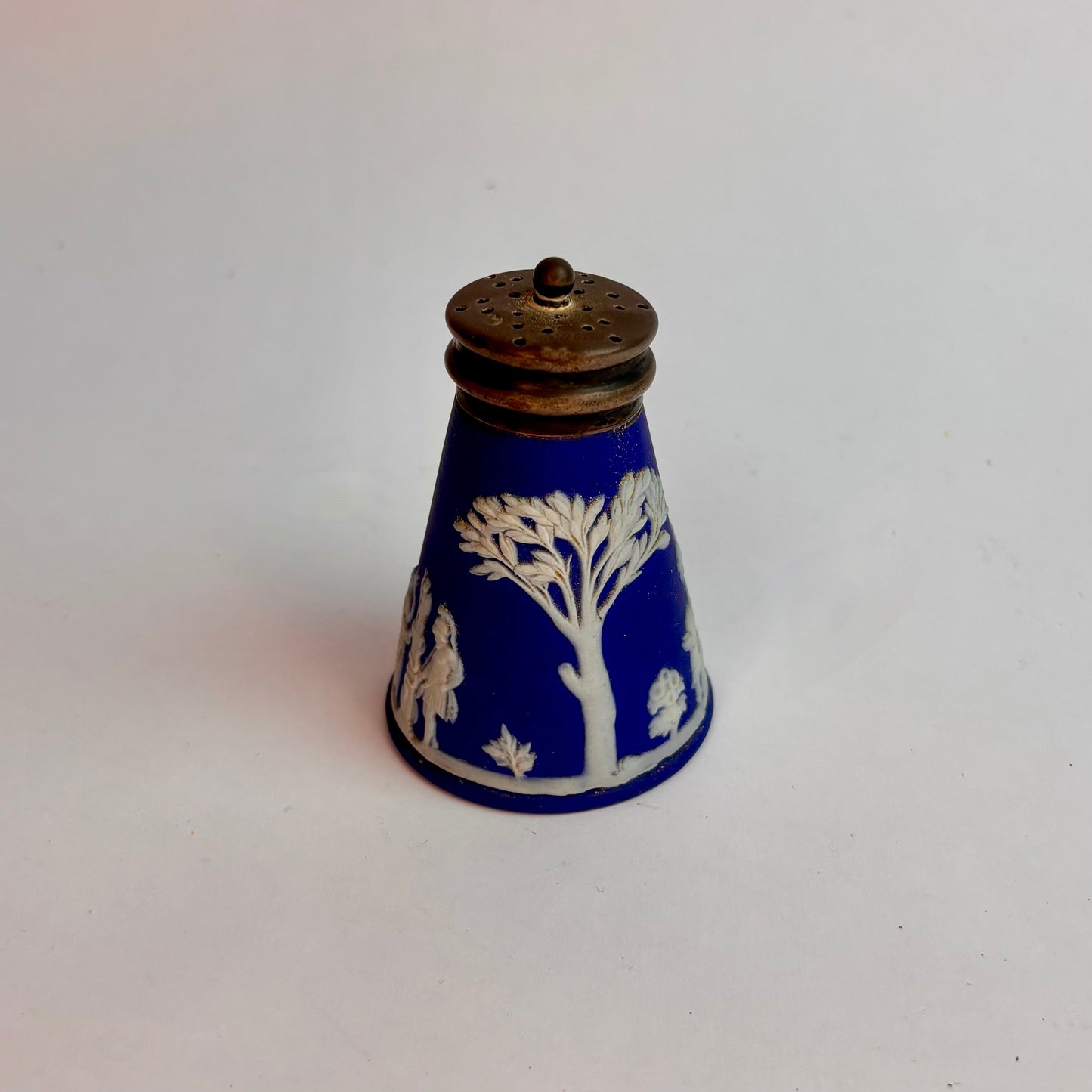 Antique Blue Jasperware Pepper Pot with Pewter Top Wedgwood, England, late 19th – early 20th century