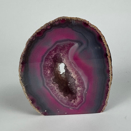 Dyed Pink & Purple Agate Geode with Druzy Quartz – 624g