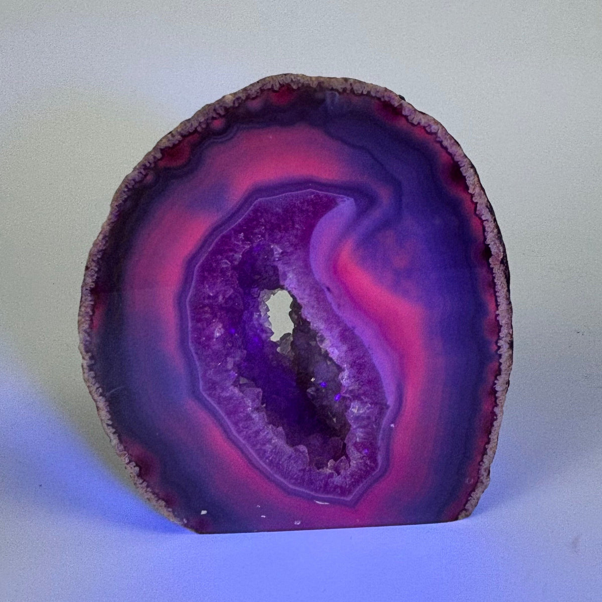 Dyed Pink & Purple Agate Geode with Druzy Quartz – 624g