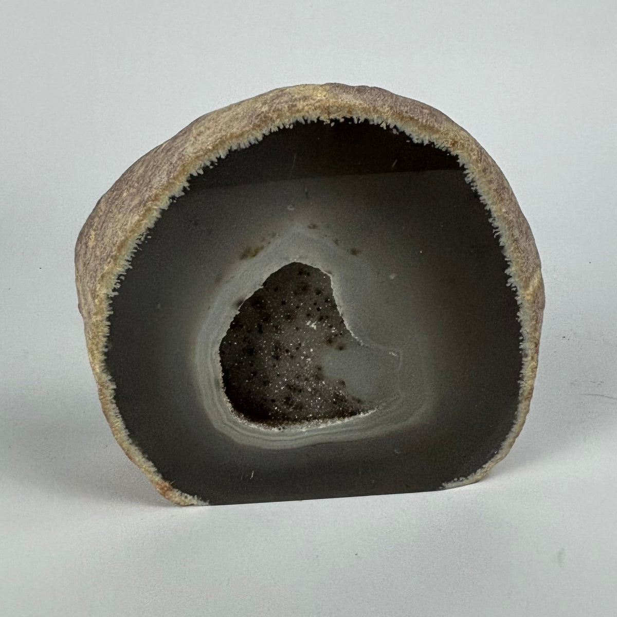 Natural Grey Agate Geode with Druzy Quartz – 797g