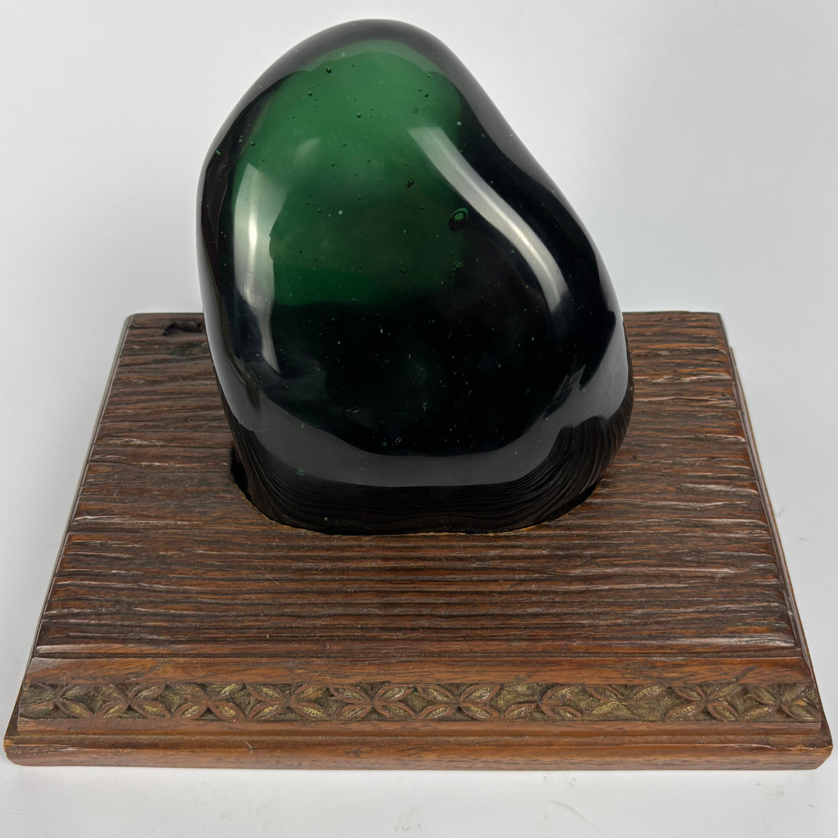 Heavy Freeform Emerald Green Studio Art Glass Sculpture 1.93kg