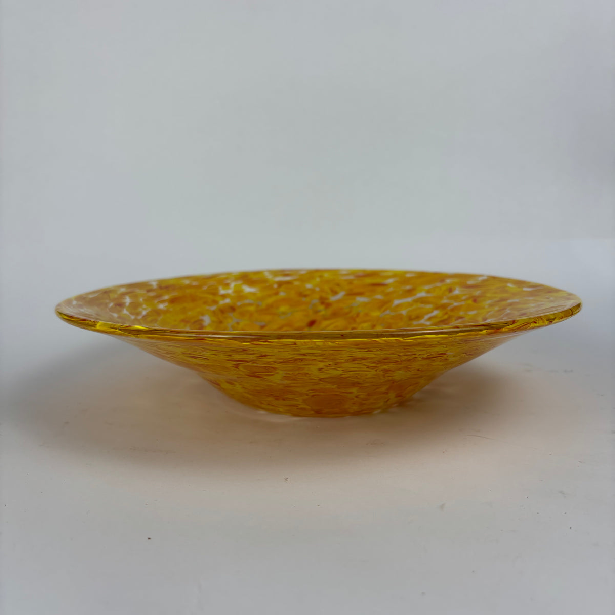 Large Yellow Mottled Studio Art Glass Bowl / Platter