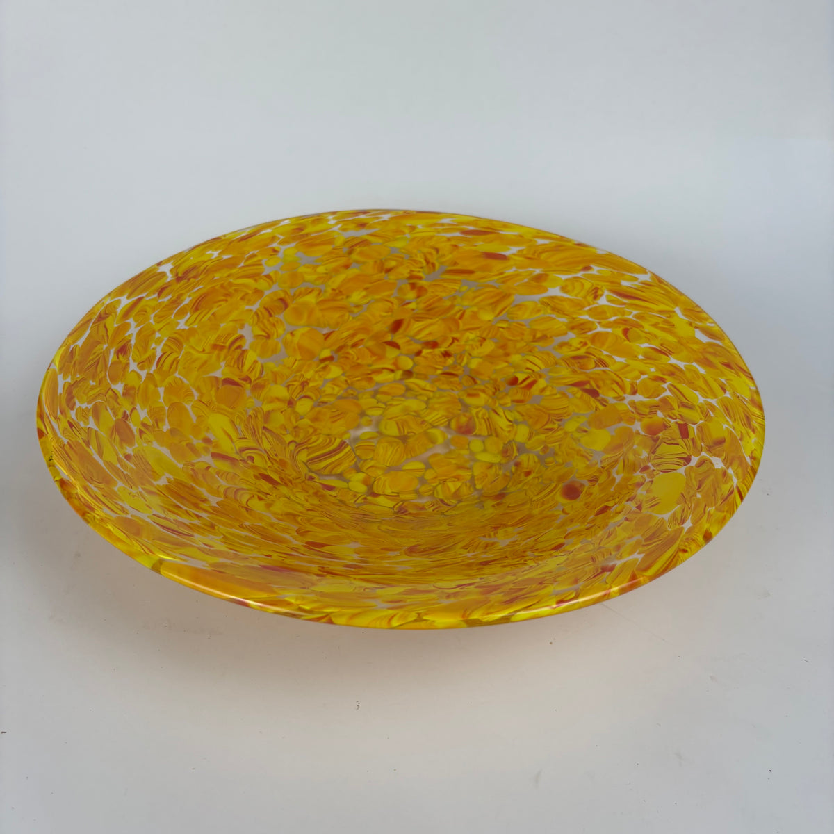 Large Yellow Mottled Studio Art Glass Bowl / Platter