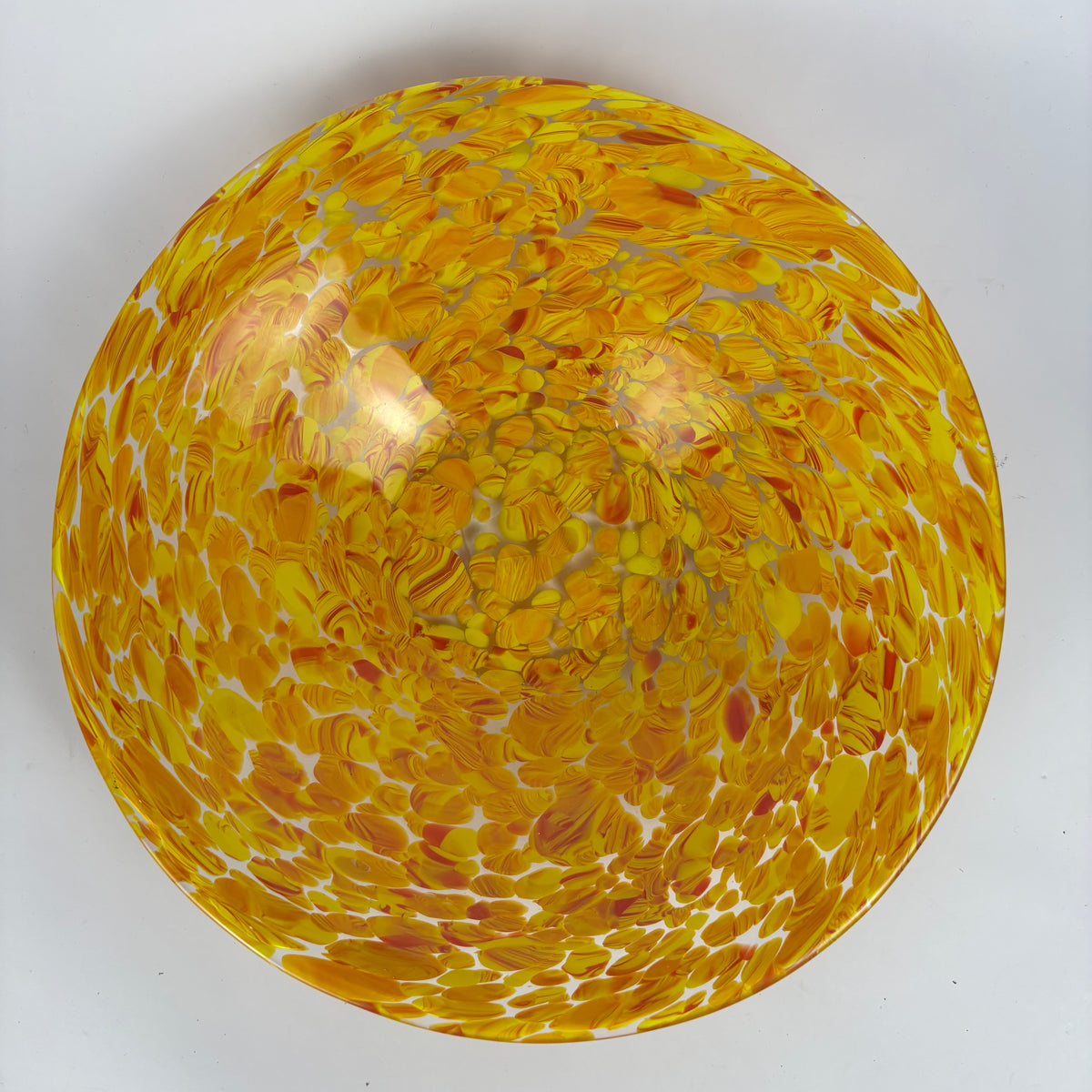Large Yellow Mottled Studio Art Glass Bowl / Platter