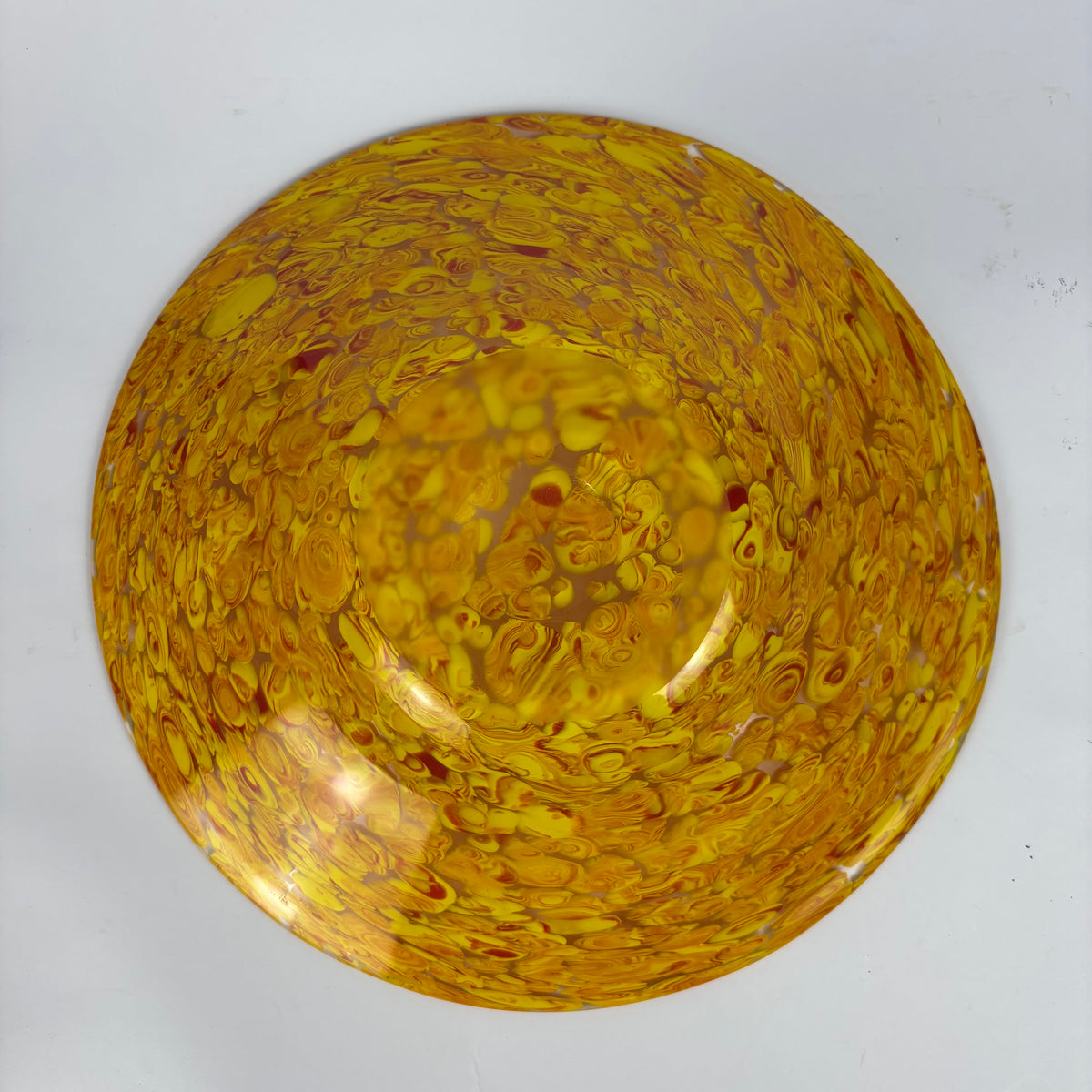 Large Yellow Mottled Studio Art Glass Bowl / Platter