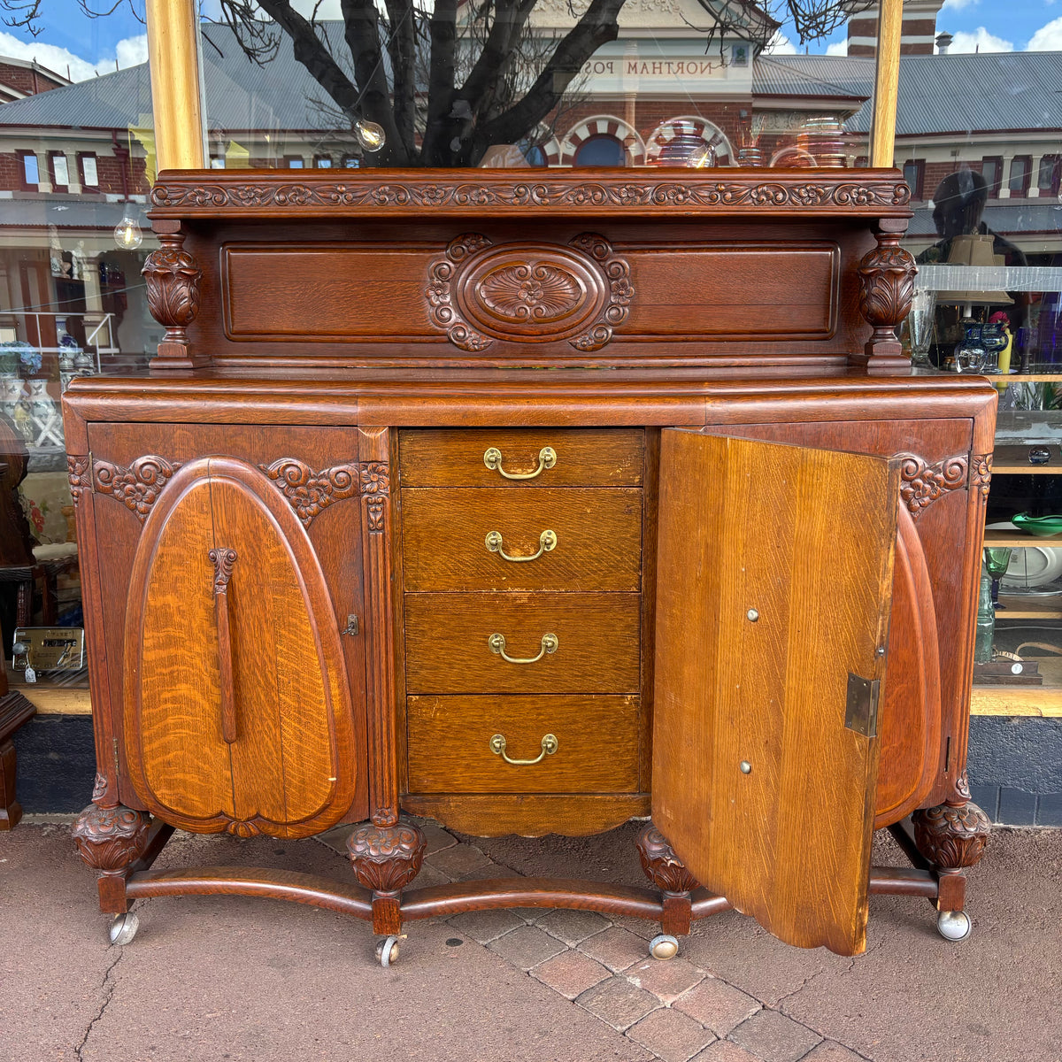 Antique Oak Art Nouveau Sideboard c.1895–1910