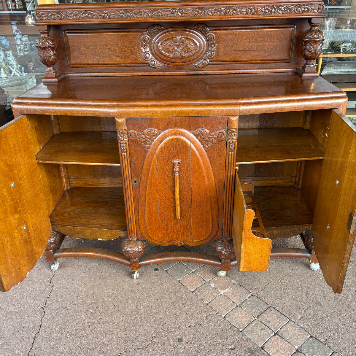 Antique Oak Art Nouveau Sideboard c.1895–1910