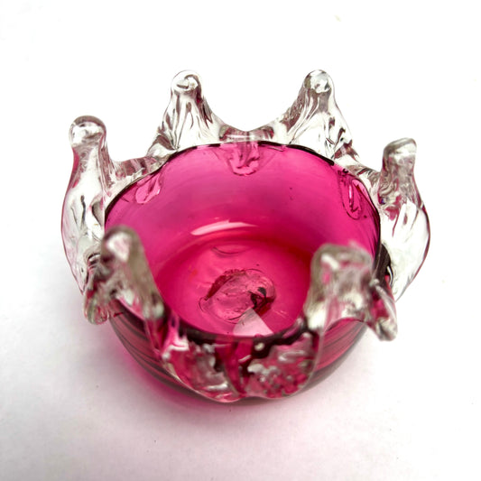 Cranberry Optical Ribbed Small Bowl
