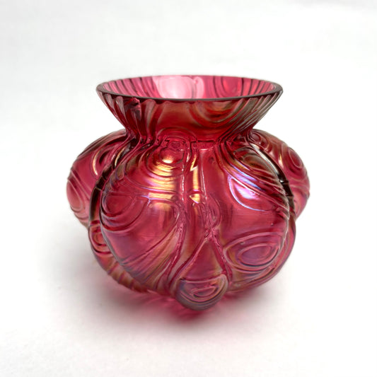 Art Nouveau Welz Spiraloptisch Pink Vase