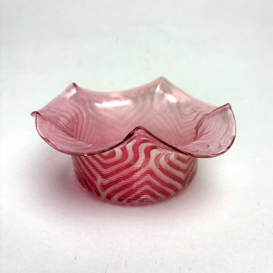Antique Victorian Stevens & Williams Threaded Art Glass Bowl